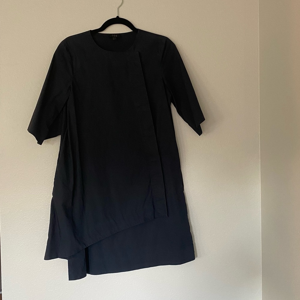 COS Asymmetrical Hem Navy Shirtdress